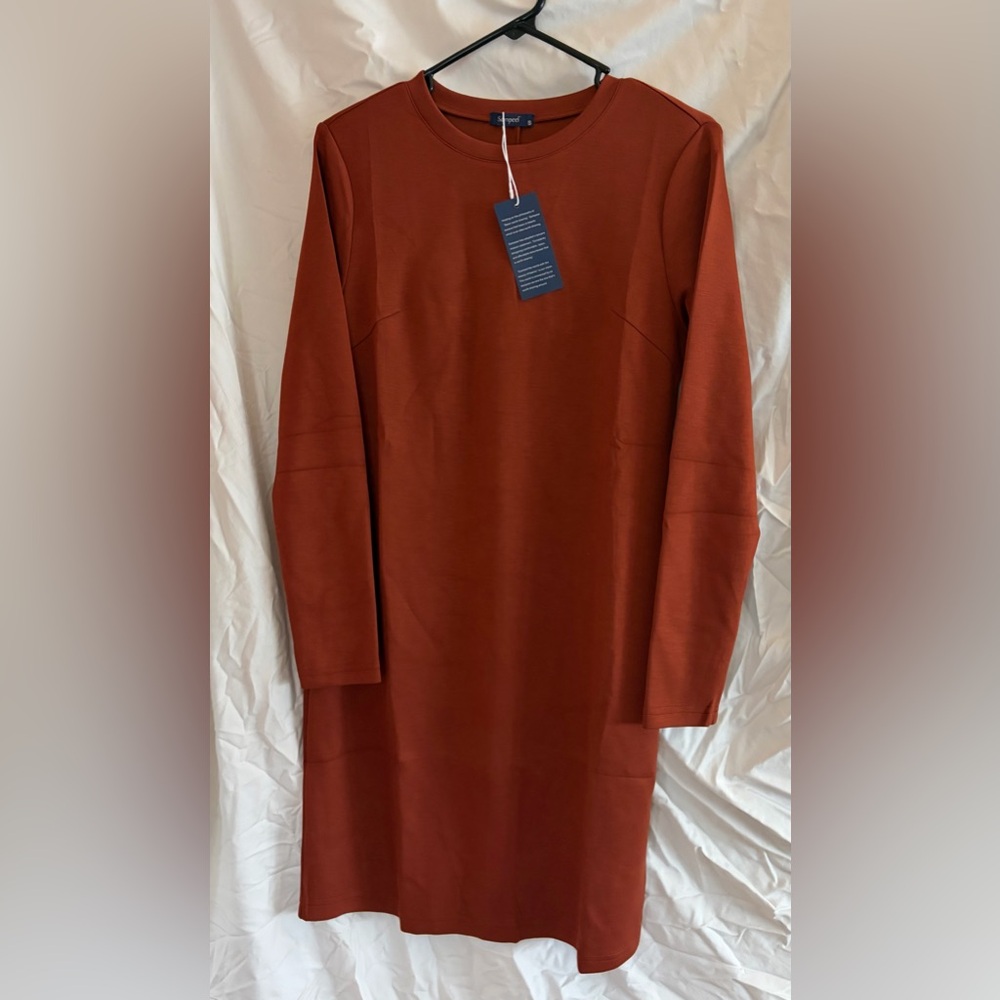Elegant Rust Long Sleeve Dress